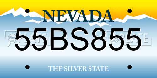 55BS855 Nevada License Plate