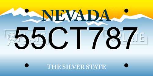 55CT787 Nevada License Plate