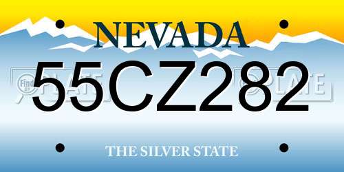 55CZ282 Nevada License Plate