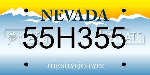 55H355 Nevada License Plate