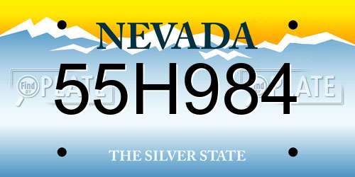 55H984 Nevada License Plate