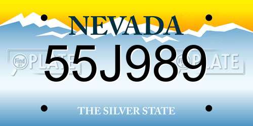 55J989 Nevada License Plate