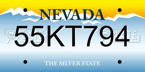 55KT794 Nevada License Plate