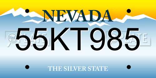 55KT985 Nevada License Plate
