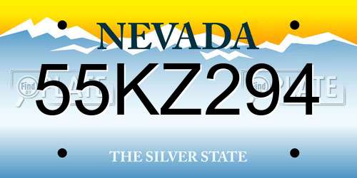 55KZ294 Nevada License Plate
