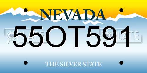 55OT591 Nevada License Plate