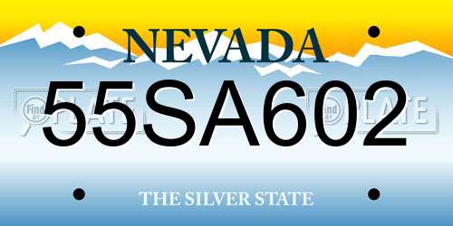 55SA602 Nevada License Plate
