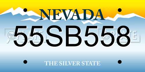 55SB558 Nevada License Plate