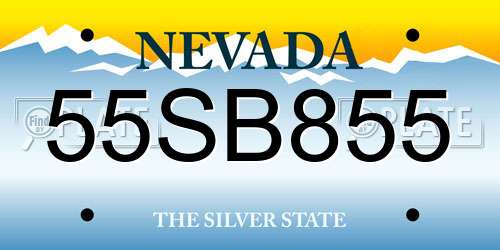 55SB855 Nevada License Plate