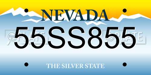 55SS855 Nevada License Plate