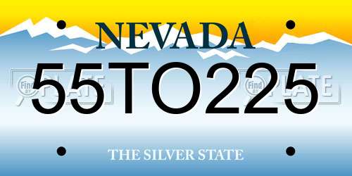 55TO225 Nevada License Plate