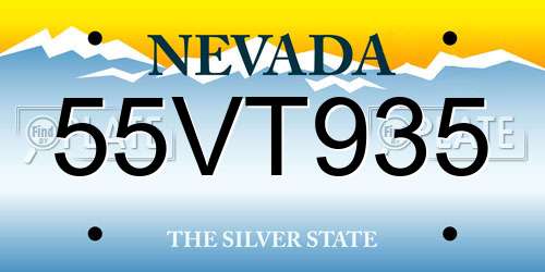 55VT935 Nevada License Plate