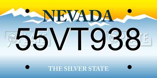 55VT938 Nevada License Plate