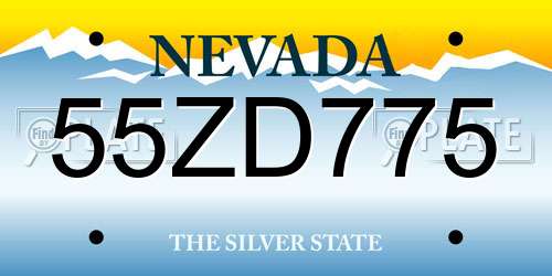 55ZD775 Nevada License Plate