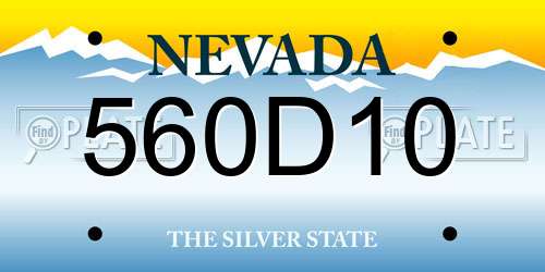 560D10 Nevada License Plate