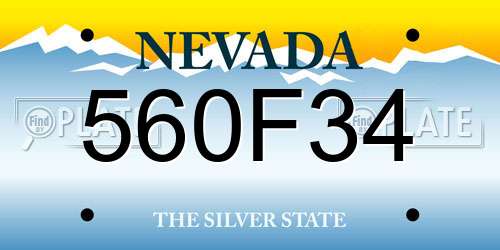 560F34 Nevada License Plate