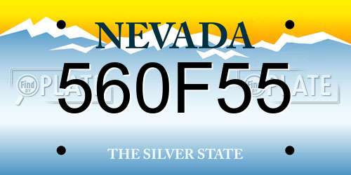 560F55 Nevada License Plate