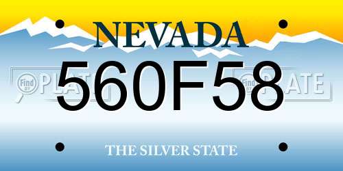 560F58 Nevada License Plate