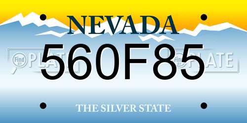 560F85 Nevada License Plate