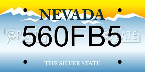 560FB5 Nevada License Plate