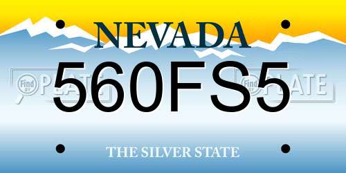 560FS5 Nevada License Plate