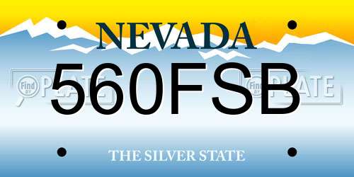 560FSB Nevada License Plate