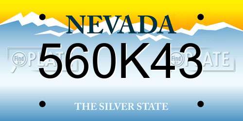 560K43 Nevada License Plate