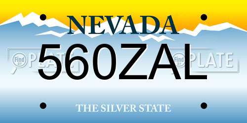 560ZAL Nevada License Plate