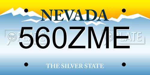 560ZME Nevada License Plate