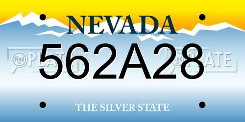 562A28 Nevada License Plate