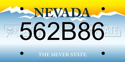 562B86 Nevada License Plate