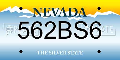 562BS6 Nevada License Plate