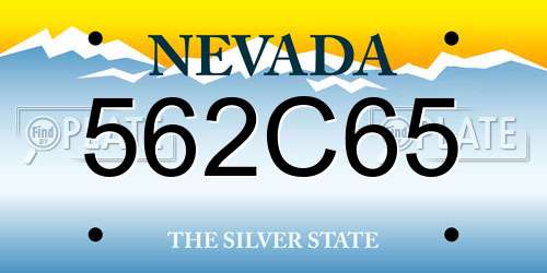 562C65 Nevada License Plate