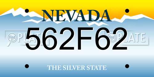 562F62 Nevada License Plate