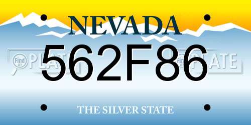 562F86 Nevada License Plate