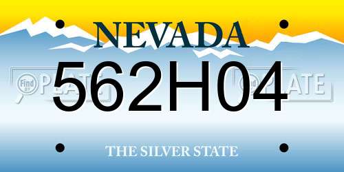 562H04 Nevada License Plate