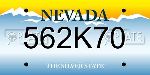562K70 Nevada License Plate