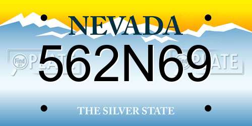 562N69 Nevada License Plate