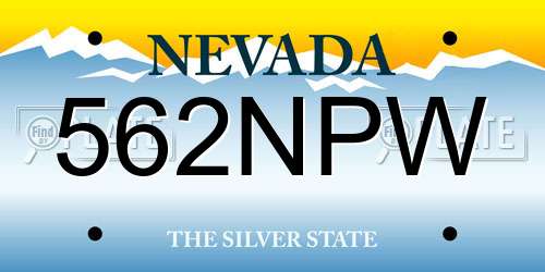 562NPW Nevada License Plate
