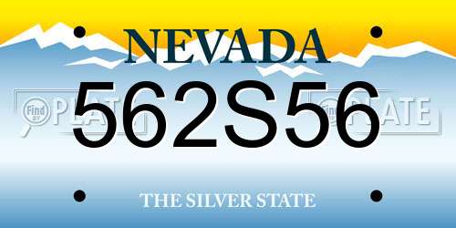 562S56 Nevada License Plate