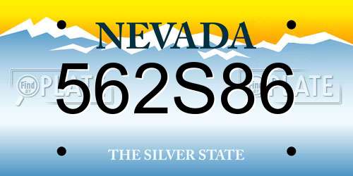 562S86 Nevada License Plate
