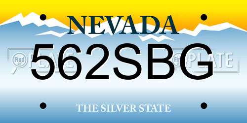 562SBG Nevada License Plate