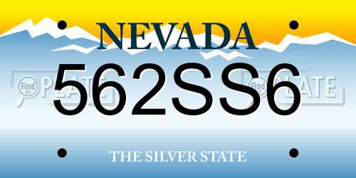 562SS6 Nevada License Plate