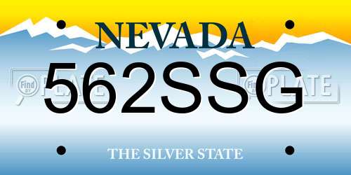 562SSG Nevada License Plate