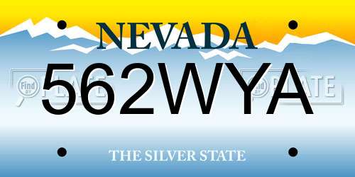 562WYA Nevada License Plate