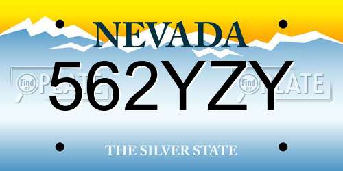 562YZY Nevada License Plate