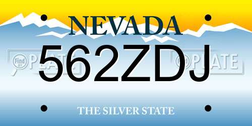 562ZDJ Nevada License Plate