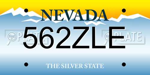 562ZLE Nevada License Plate