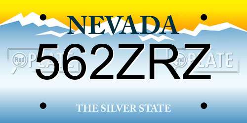 562ZRZ Nevada License Plate