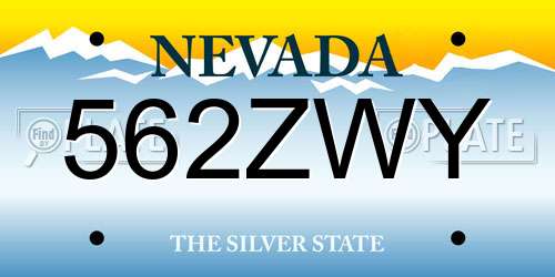 562ZWY Nevada License Plate